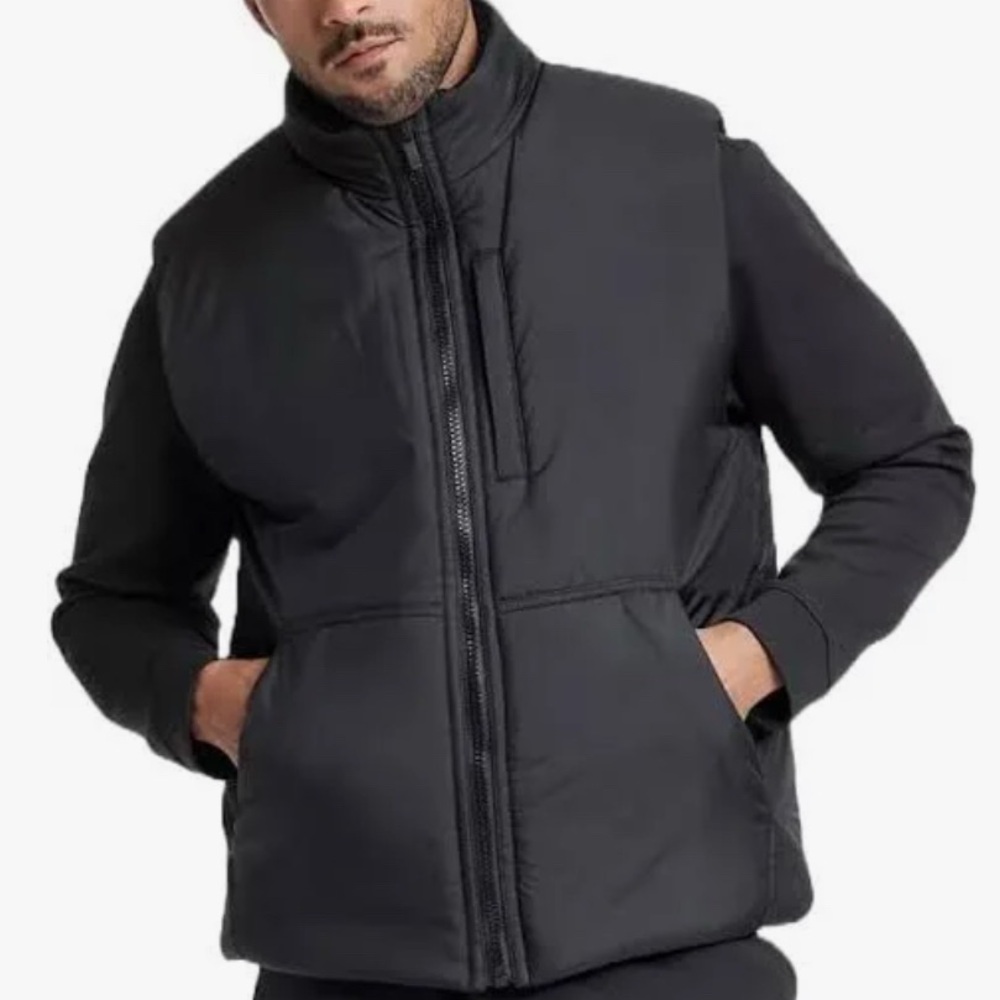 NWT All In Motion Men's Black Sherpa Lined Puffer Vest